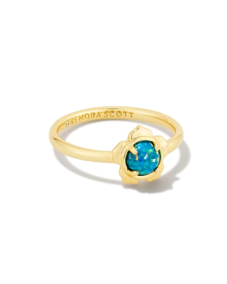 Susie Gold Band Ring in Marine Lab Grown Opal