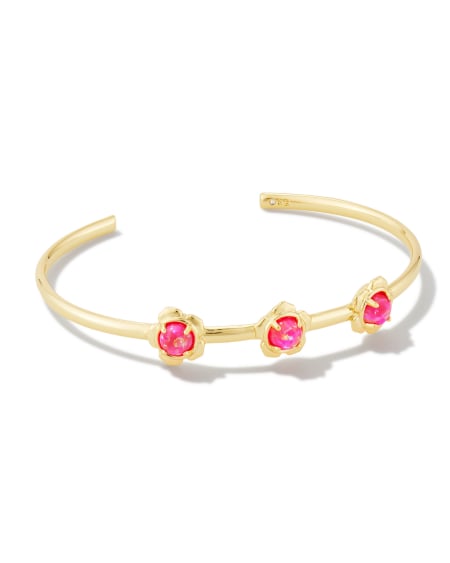 Susie Gold Cuff Bracelet in Hot Pink Lab Grown Opal