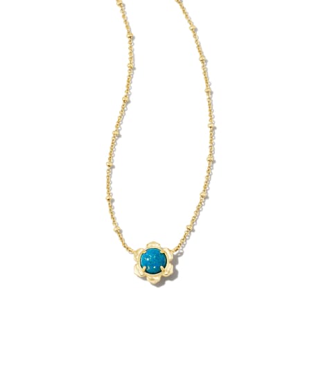 Susie Gold Short Pendant Necklace in Marine Lab Grown Opal