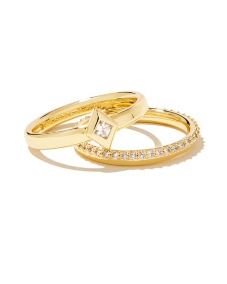 Kinsley Gold Ring Set in White Crystal