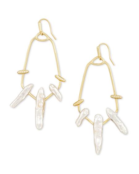 Eileen Gold Statement Earrings in Freshwater Cultured Pearl