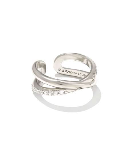 Annie Silver Infinity Ring in White Crystal