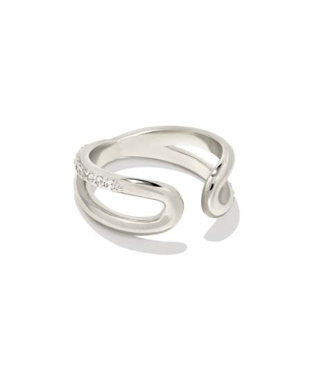 Annie Silver Infinity Ring in White Crystal