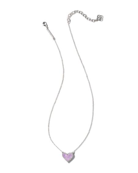 Ari Heart Silver Pendant Necklace in Amethyst