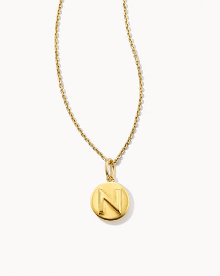 Letter N Coin Pendant Necklace in 18k Gold Vermeil