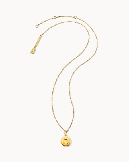 Letter O Coin Pendant Necklace in 18k Gold Vermeil