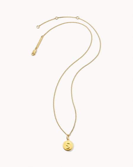 Letter S Coin Pendant Necklace in 18k Gold Vermeil