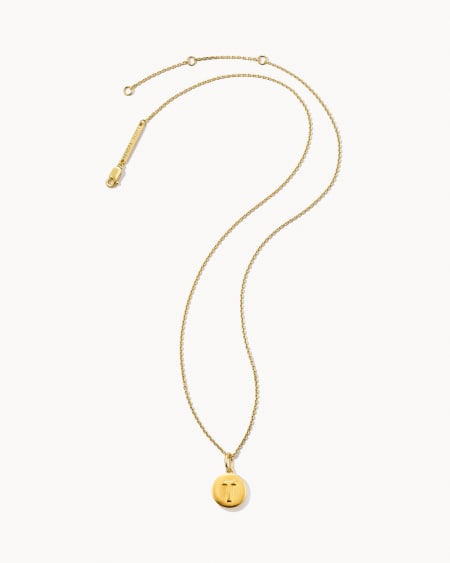 Letter T Coin Pendant Necklace in 18k Gold Vermeil