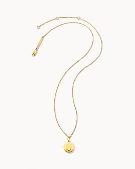 Letter U Coin Pendant Necklace in 18k Gold Vermeil