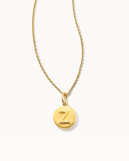 Letter Z Coin Pendant Necklace in 18k Gold Vermeil