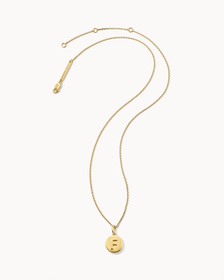 Letter F Coin Pendant Necklace in 18k Gold Vermeil
