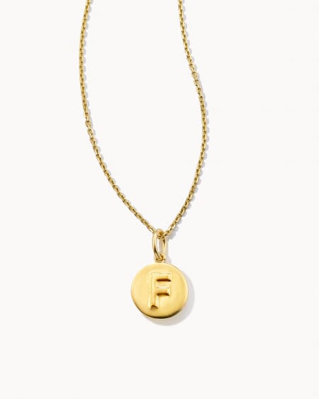 Letter F Coin Pendant Necklace in 18k Gold Vermeil