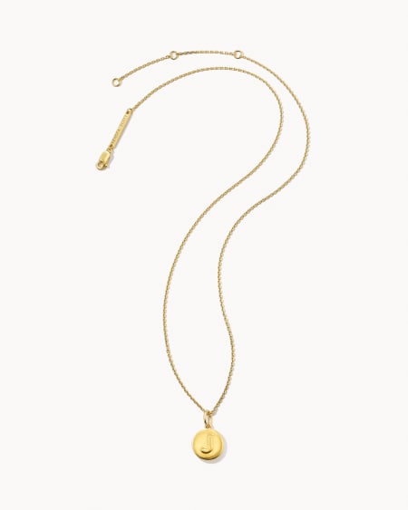 Letter J Coin Pendant Necklace in 18k Gold Vermeil