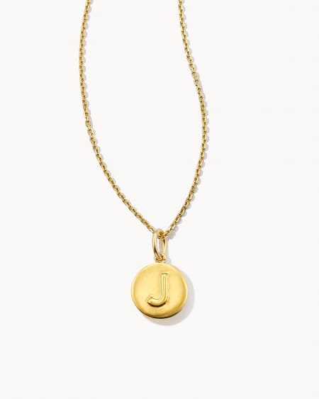Letter J Coin Pendant Necklace in 18k Gold Vermeil