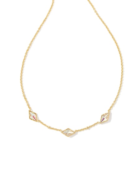 Greta Gold Strand Necklace in Blush Dichroic Glass