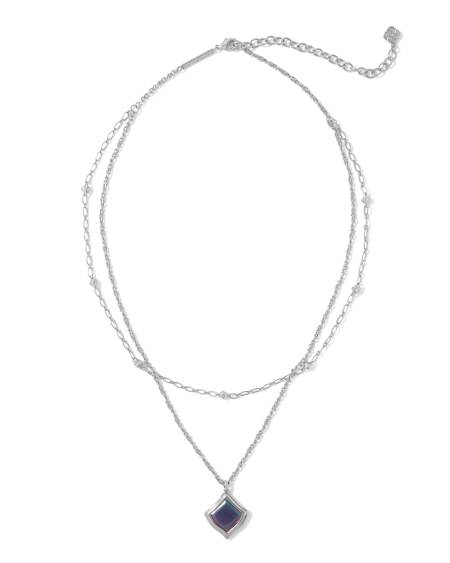 Kacey Silver Multi Strand Necklace in Purple Cat's Eye