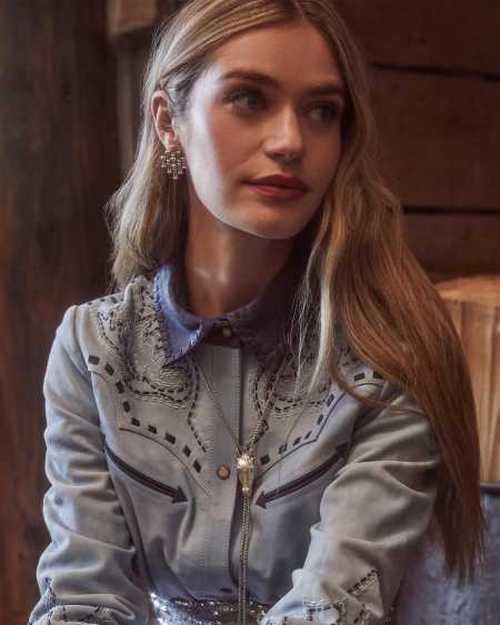 Ember Vintage Silver Crystal Stud Earrings in White Crystal