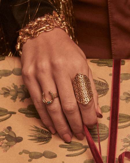 Robby Vintage Gold Bracelet in Marbled Amber Illusion