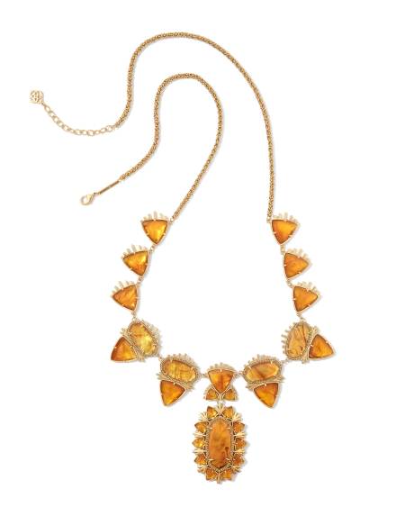 Havana Vintage Gold Necklace in Marbled Amber Illusion