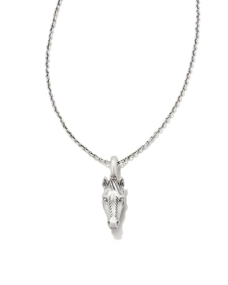 Beau Horse Pendant Necklace in Vintage Silver