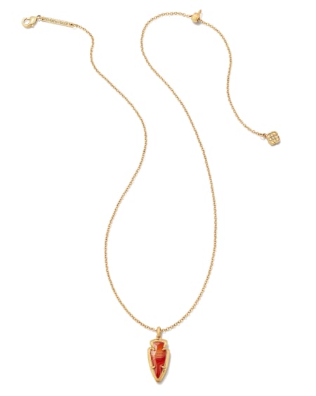 Skylar Vintage Gold Short Pendant Necklace in Orange Banded Agate