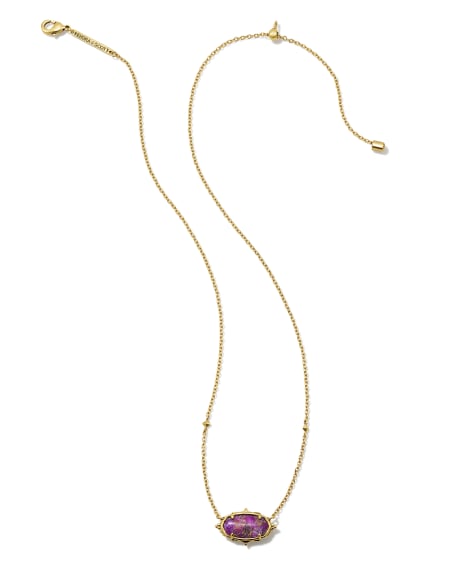 Baroque Vintage Gold Elisa Pendant Necklace in Bronze Veined Purple Turquoise Magnesite