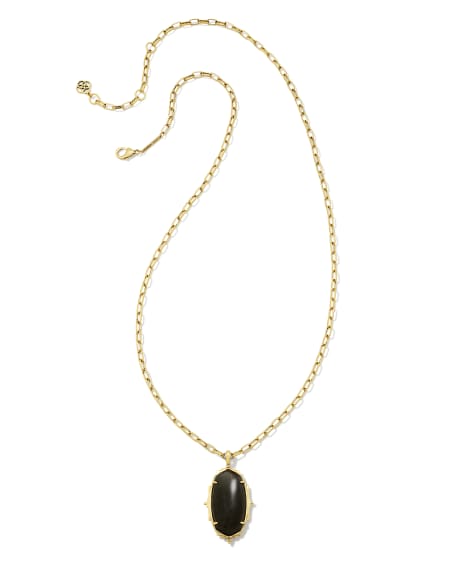 Baroque Vintage Gold Ella Long Pendant Necklace in Golden Obsidian