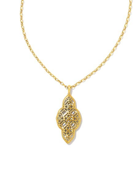 Abbie Long Pendant Necklace in Vintage Gold