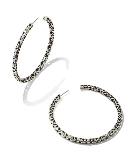 Maggie Hoop Earrings in Vintage Silver