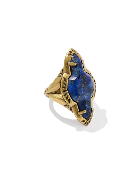 Abbie Vintage Gold Etch Frame Cocktail Ring