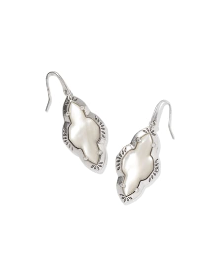 Abbie Vintage Silver Etch Frame Drop Earrings
