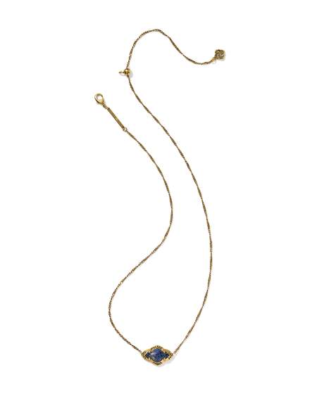 Abbie Vintage Gold Etch Frame Short Pendant Necklace