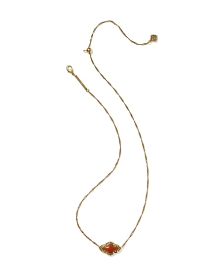 Abbie Vintage Gold Etch Frame Short Pendant Necklace