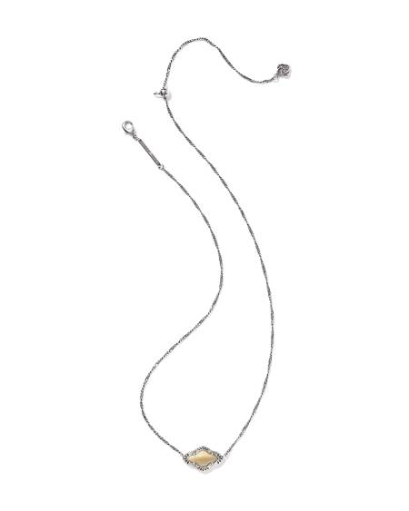 Abbie Vintage Silver Etch Frame Short Pendant Necklace