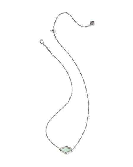 Abbie Vintage Silver Etch Frame Short Pendant Necklace