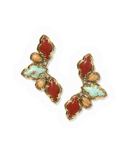 Abbie Vintage Gold Etch Frame Statement Earring