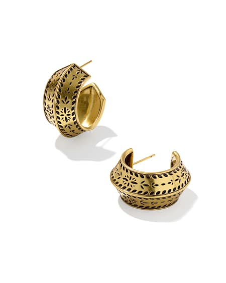 Keziah Vintage Gold Etch Huggie Earrings