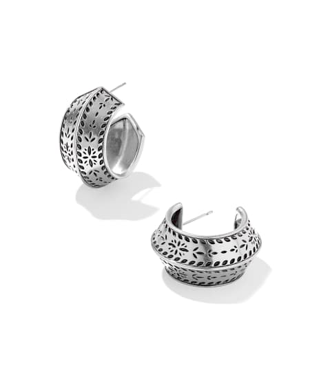 Keziah Vintage Silver Etch Huggie Earrings