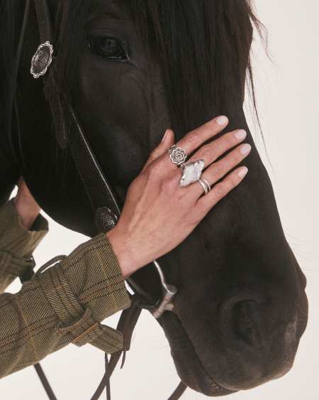 Abbie Vintage Silver Etch Frame Cocktail Ring