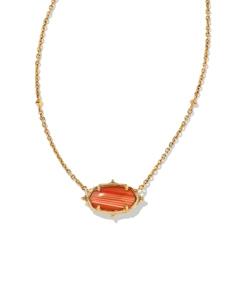 Baroque Elisa Vintage Gold Pendant Necklace in Orange Banded Agate