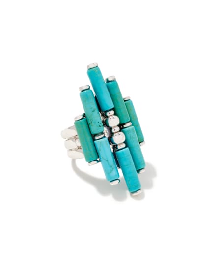 Ember Silver Cocktail Ring in Variegated Turquoise Magnesite