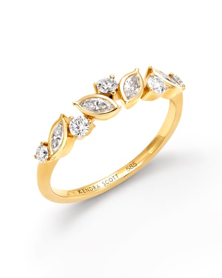 0.54 ct Becca 14k Yellow Gold Band Ring in White Diamond
