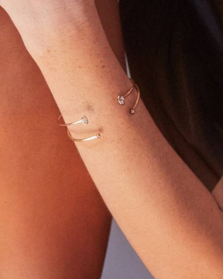 Marisa 14k Yellow Gold Cuff Bracelet in White Diamond