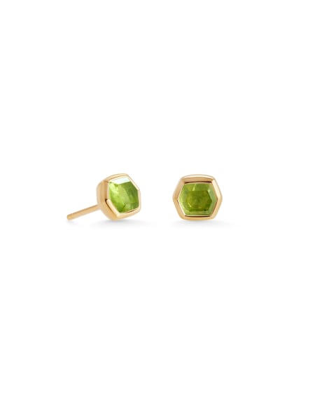 Davie 18k Gold Vermeil Stud Earrings in Peridot
