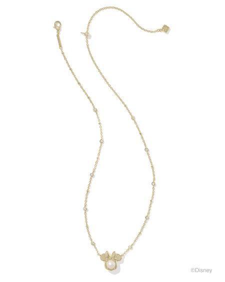 Disney | Kendra Scott Gold Minnie Mouse Short Pendant Necklace in White Pearl