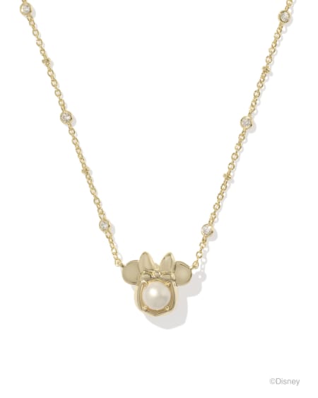 Disney | Kendra Scott Gold Minnie Mouse Short Pendant Necklace in Freshwater Cultured Pearl