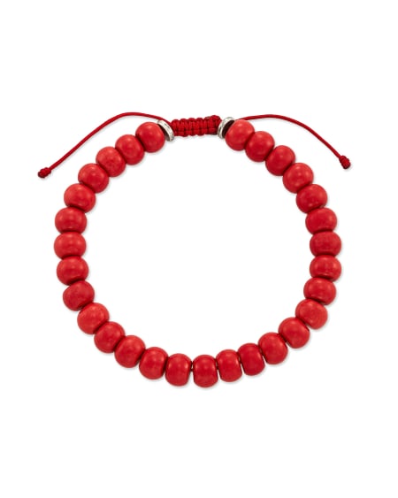Cade Oxidized Sterling Silver Beaded Bracelet in Red Magnesite
