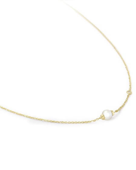 Cathleen 14k Yellow Gold Pendant Necklace in Pearl