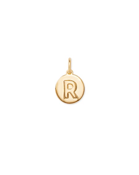 Letter R Coin Charm in 18k Gold Vermeil