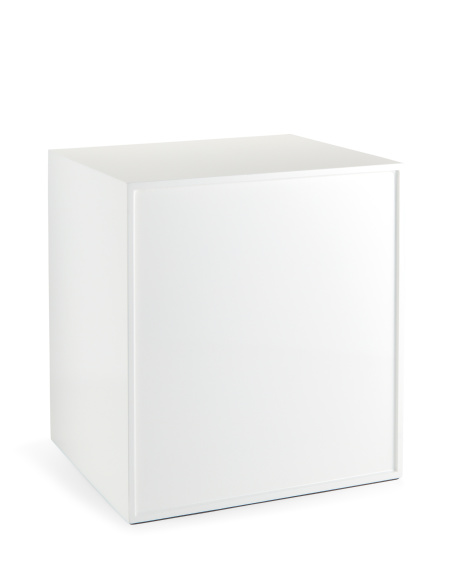 Tall Antique Brass Jewelry Box in White Lacquer
